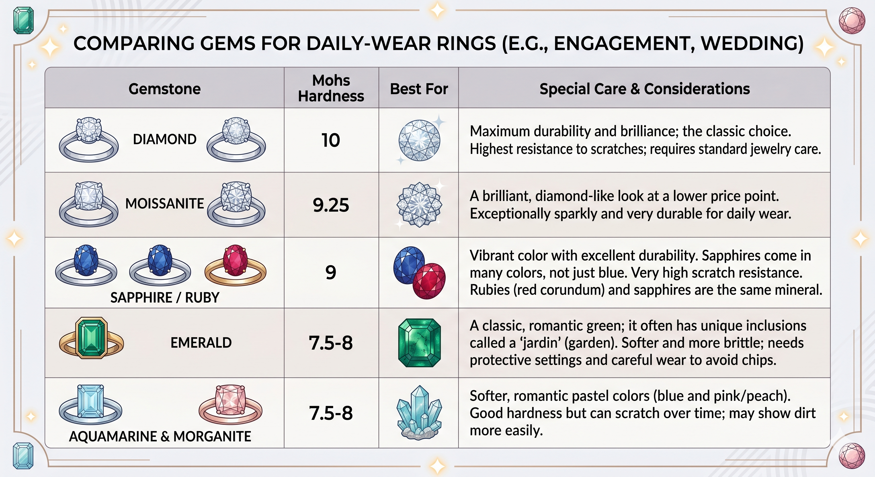 the most common and recommended gemstones